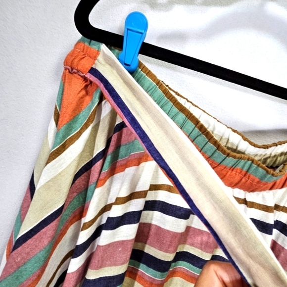 Flint & Moss Women's Cotton-Linen Blend Striped A-Line Skirt Size LP - Picture 6 of 7